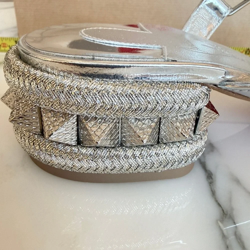 Christian Louboutin Women's Pyrasand 30 studded mirrored leather sandals EU 38.5